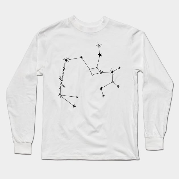 Sagittarius Zodiac Drawing Constellation Sticker Long Sleeve T-Shirt by aterkaderk